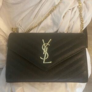 Yves Saint Laurent Black Quilted Crossbody with Gold Chain